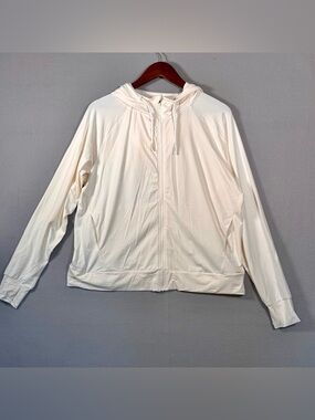 Mondetta Women's Lightweight Full-Zip Hoodie, White, Size L